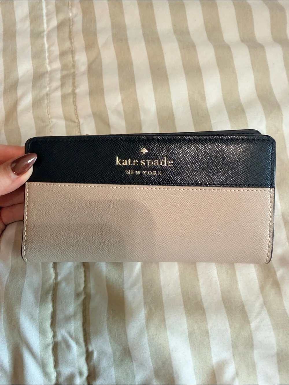 kate spade Two-Tone Black and Blush Saffiano Wallet